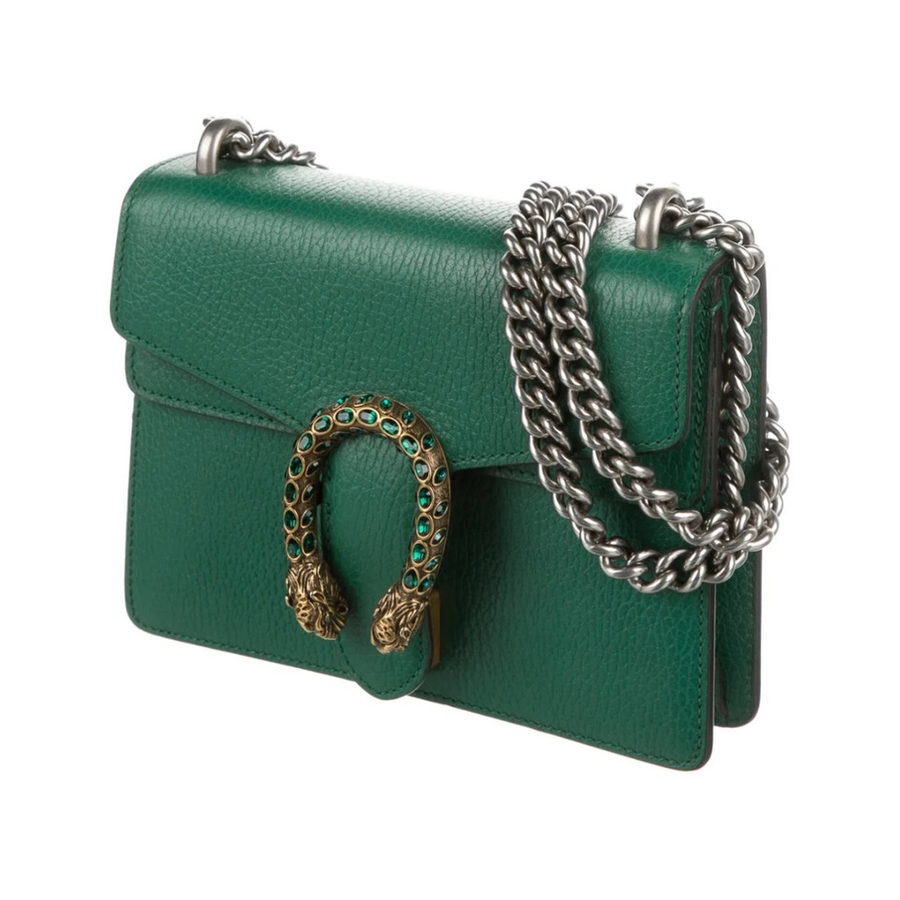 GUCCI Green Lambskin Mini Dionysus Shoulder Bag